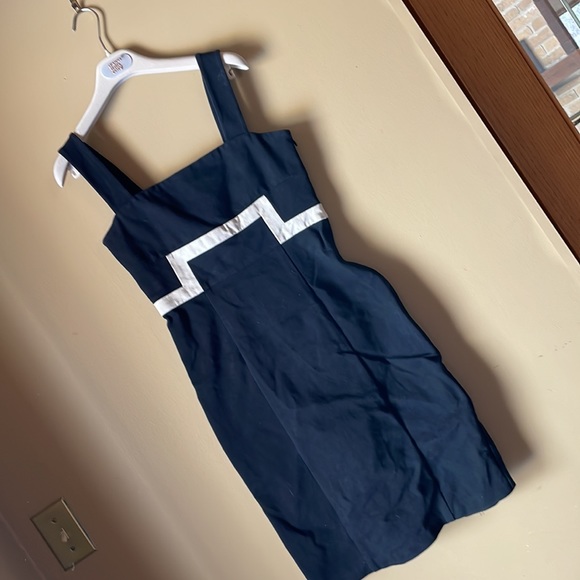 DVF DIANE VON FURSTENBERG Sz6 stretch cotton blazer dress suit work black beige - Picture 4 of 8